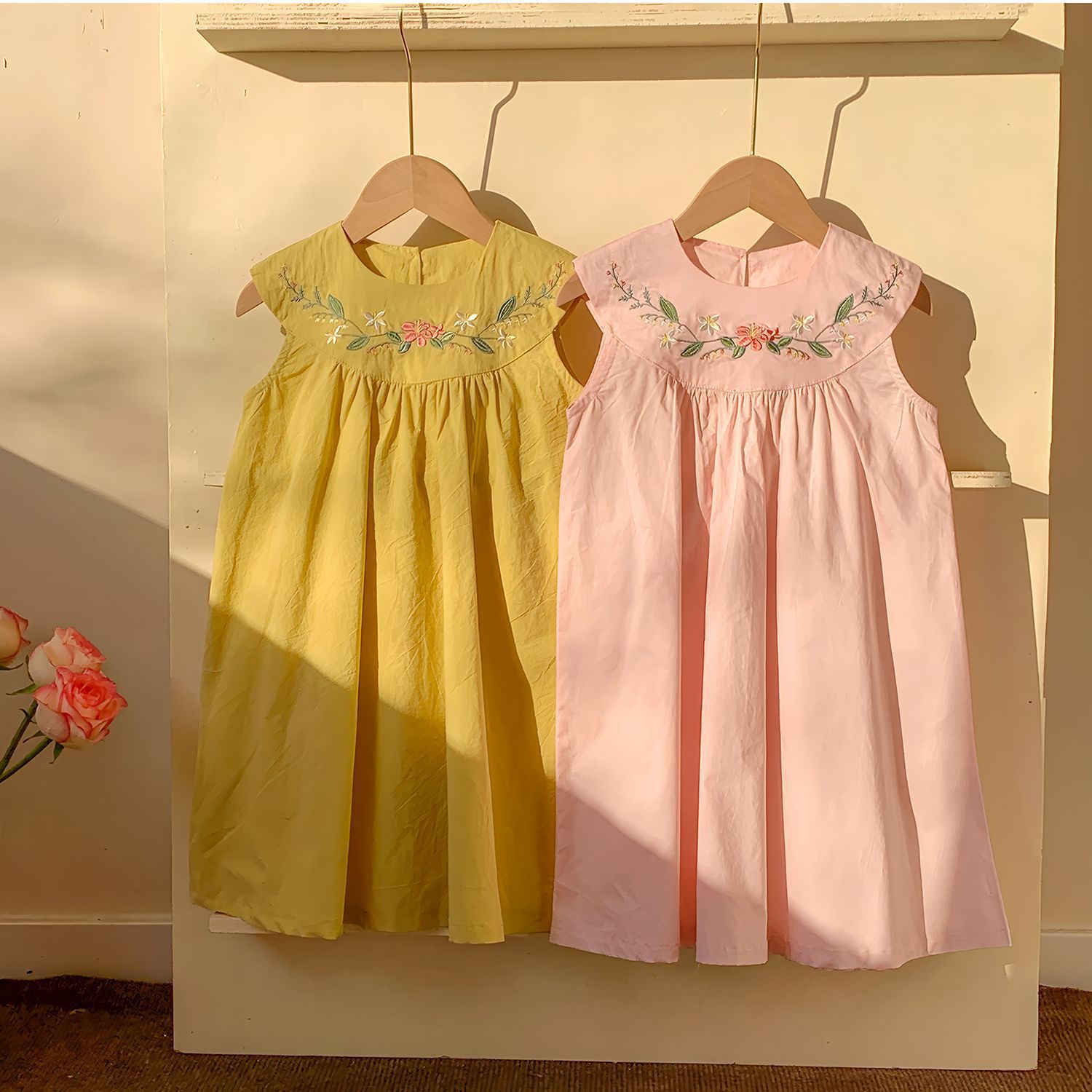 Embroidery Yellow Dress - Letnie sukienki dla dziewczynek w koreańskim