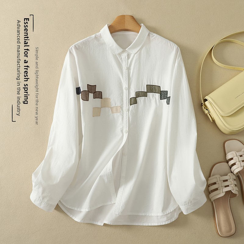 Elegancka, geometryczna koszul – Embroidery Cotton Shirt recenzja i cena